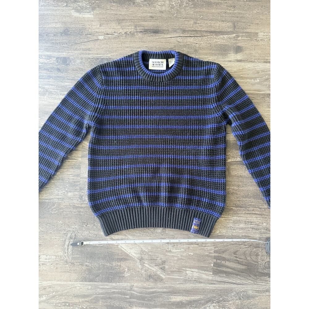 Scotch & Soda Blue Black Striped Sweater (Youth Medium)